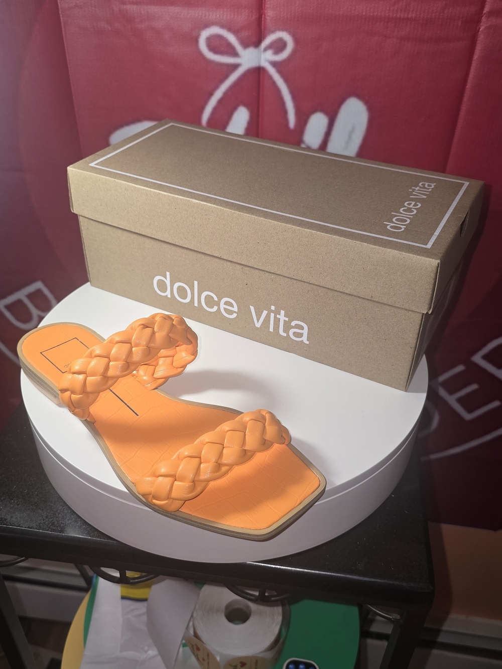 Dolce Vita Braided Orange Double-Strap Slide Sandals Size 7.5M